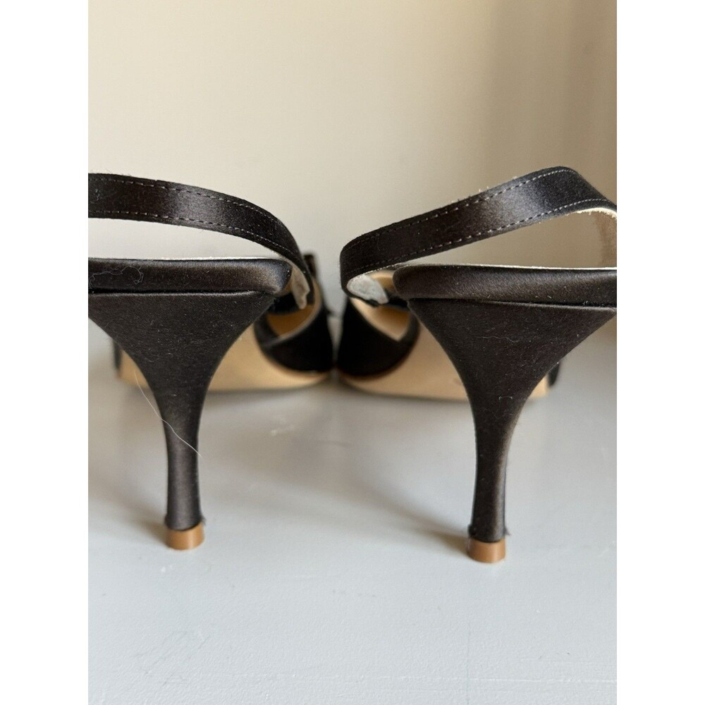 J Crew Satin Sling Back Kitten Heels Brown Bow 9.5 - Picture 5 of 8